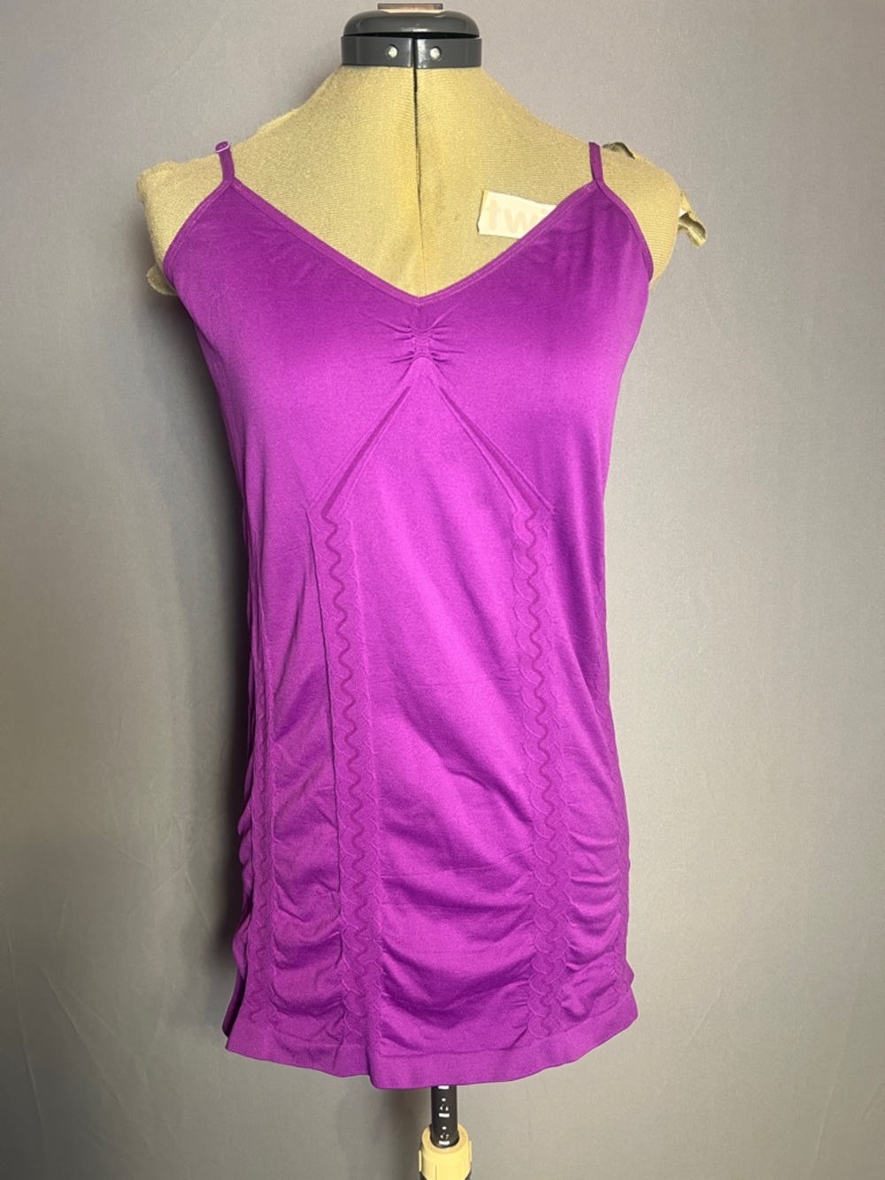 Bisou Bisou Vibrant Magenta Ruched V-Neck Camisole
